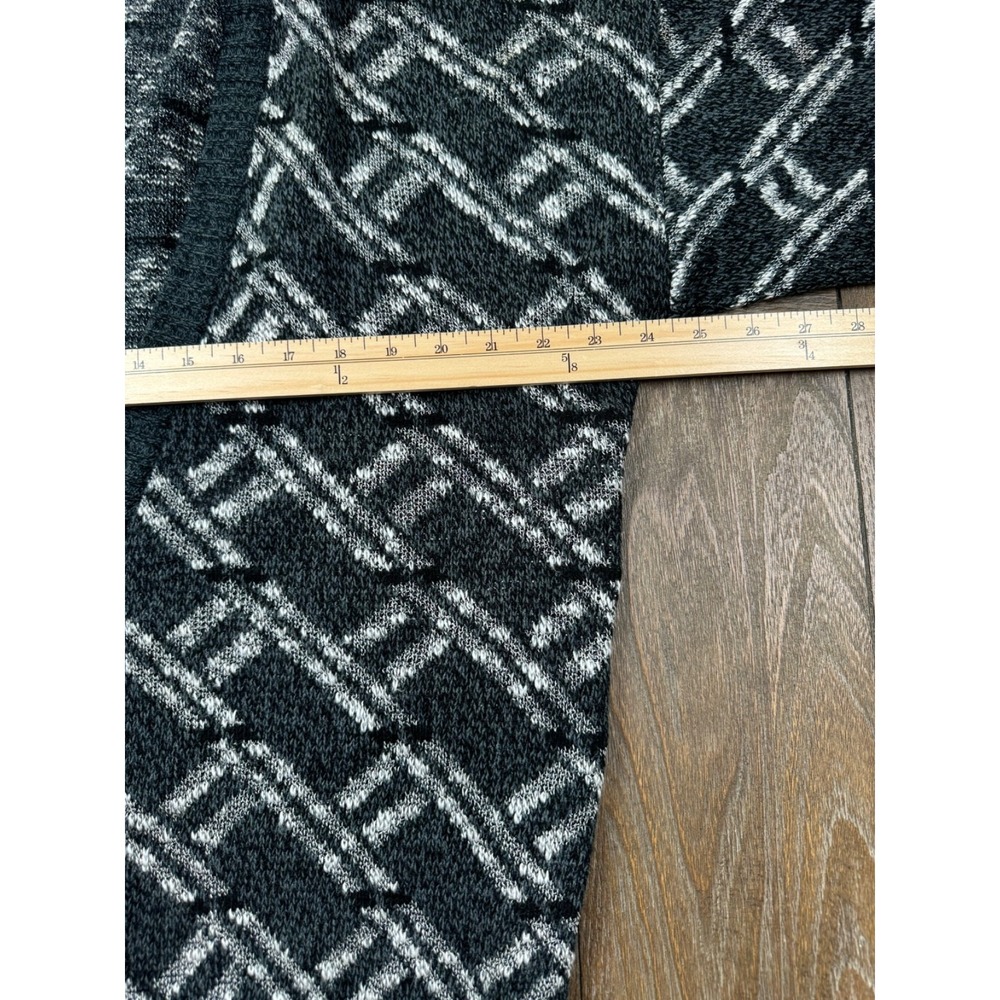 Vintage Michael Gerald Cardigan Men XL Black White Geometric Grandpa Sweater - Picture 3 of 6